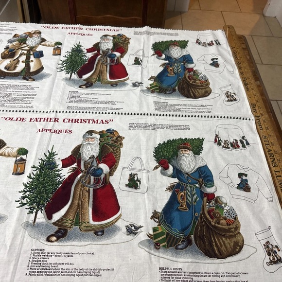 VIP Cranston Fabric Panel Father Christmas Victorian Santa St Nick 8 Appliqués - Picture 2 of 5